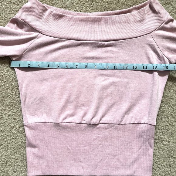 XI Forever 21 Juniors Pink Off the Shoulder 90’s Top w/ Zipper on Sleeves L - Picture 3 of 5